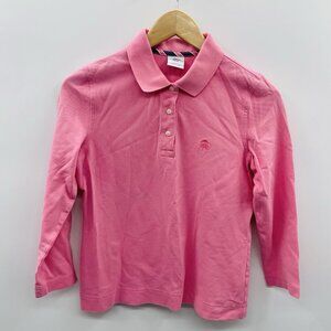 Brooks Brothers 346 Womens Size Small Slim Fit Cotton Pique Polo Shirt Pink 2581
